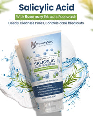 BeautyVoc Salicylic Acid Facewash with Rosemary Extract 100 ml | Anti Acne Treatment Face wash | Best Face wash for Pimples & Acne | For Deep Cleansing