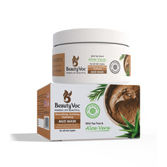BeautyVoc Mud Mask with Tea Tree & Aloe Vera 300 g | Best for cleanisng | Best for acne & pimples | Oil Control & Clear Skin