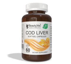 BeautyVoc COD Liver Softgel Fish Oil Capsules | Bone, Heart & Vision Support | High in Omega-3, Vitamins A & D | For Men & Women