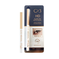 HD GLIDE-ON SOFT KAJAL SINGLE STROKE EYELINER PENCIL PURE WHITE 12HWATERPROOF NO SMUDGE