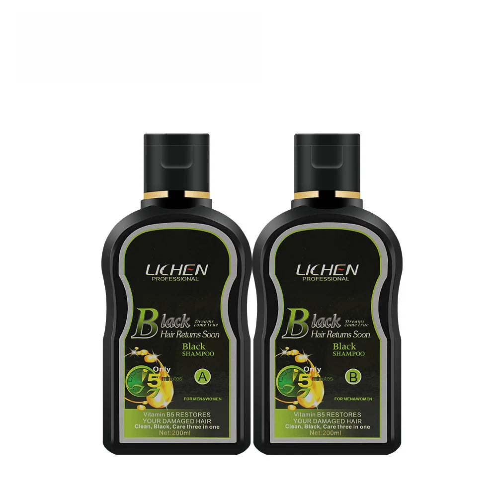 Lichen BLACK HAIR COLOR SHAMPOO 200 ml x 2 (Double Bottle)