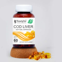 BeautyVoc COD Liver Softgel Fish Oil Capsules | Bone, Heart & Vision Support | High in Omega-3, Vitamins A & D | For Men & Women