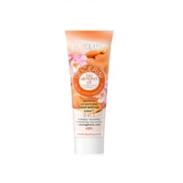 Eveline Glycerine Bio Almond Oil Hands & Nails Nourishes Collagen 48H 3 in 1 Cream - 100 ml