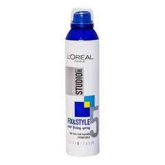 Loreal Paris Studio Line 5 fix and style 24h anti-frizz fixing spray, 250ml. Gives soft touch and boosted shine, anti-frizz and anti-humidity. Gives firm, structured hold, all day long, for healthy hair that shines. Helps resist humidity. Protects against the appearance of frizz. Made in France