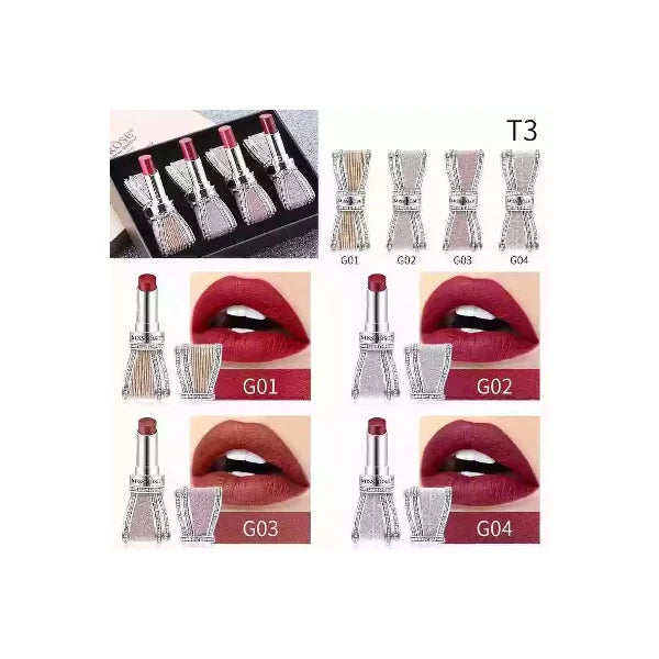 Miss Rose Diamond-studded bow lipstick Set of 4