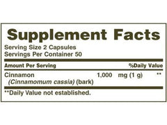 Natures Bounty Cinnamon 1000mg 100 Capsules