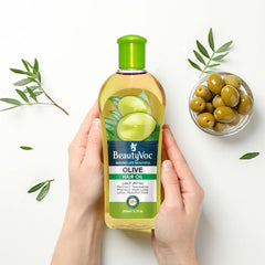 BeautyVoc Olive Hair Oil 200 ml | Deep Nourishment, Hair Growth & Shine | Controls Hair Fall & Softens Dry, Frizzy Hair