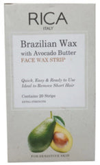 Rica Brazilian Face Wax Strip Avocado Butter 20 Strips