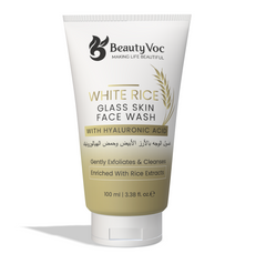 BeautyVoc White Rice Glow Kit – Korean Face Wash, Serum, Soap, Sunblock for Bright & Glass Skin