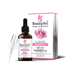 BeautyVoc Rose Treatment Oil 50 ml Pure 100% | Non-Greasy | Cold-Pressed Therapeutic Oil for Skin Repair, Hair Nourishment & Emotional Balance