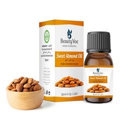 BeautyVoc Sweet Almond Oil 30 ml – 100% Pure & Natural | Best for Skin & Hair Care