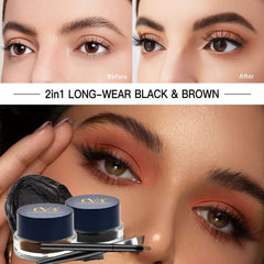 CVB Eyebrow Filler and Gel kajal 2in1 Long-wearBlack & Brown C233