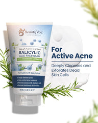BeautyVoc Salicylic Acid Facewash with Rosemary Extract 100 ml | Anti Acne Treatment Face wash | Best Face wash for Pimples & Acne | For Deep Cleansing