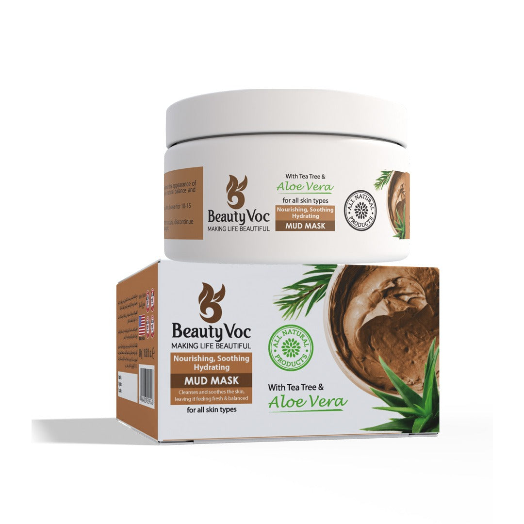 BeautyVoc Mud Mask with Tea Tree & Aloe Vera 300 g | Best for cleanisng | Best for acne & pimples | Oil Control & Clear Skin