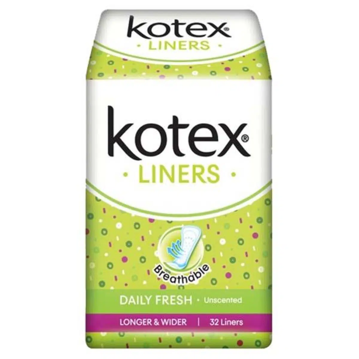 Kotex Fresh Longer & Wider Aloe Vera Panty Liners 32'S