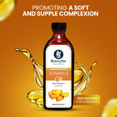BeautyVoc Pure Vitamin E Oil 150 ml Undiluted | For Glowing Skin, Hair Growth, Fades acne marks, Dark spots & uneven skin tone