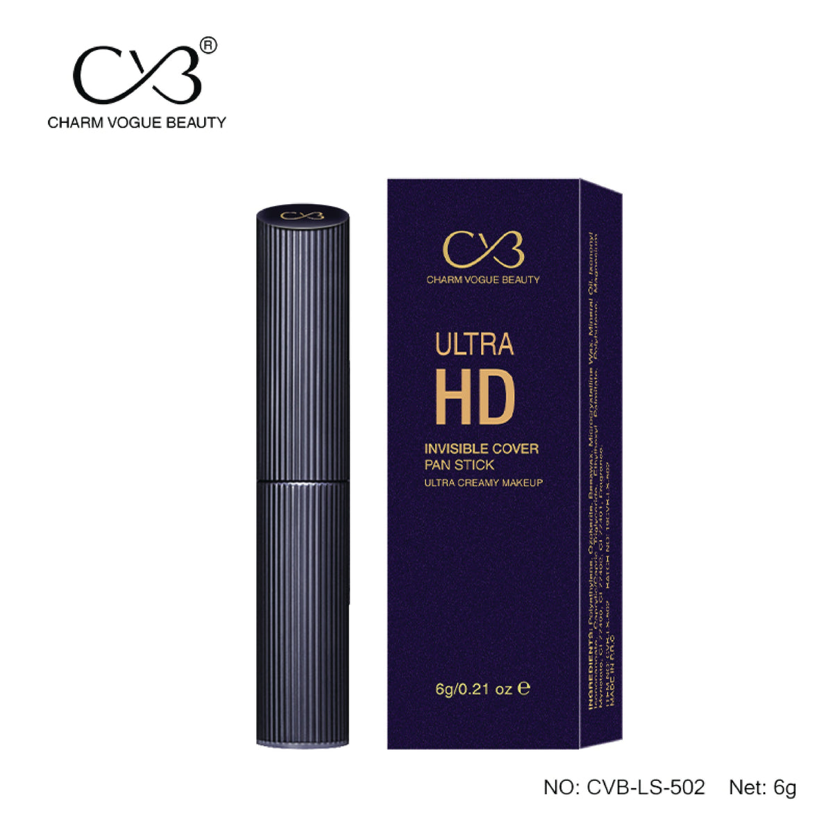 CVB Ls 502 Ultra Hd Invisible Cover Pan Stick For Touch-Ups, Face Foundation Stick,