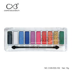 CVB  10 Colours Eyeshadow for Sultry, Glimmering and Subtle Looks, Coveted Shades Colour Pallet for Long Lasting Eye Make-Up