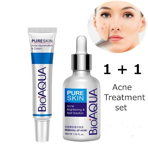 BIOAQUA 2 Pcs Anti Acne Removal Face Cream & Acne Removal Serum