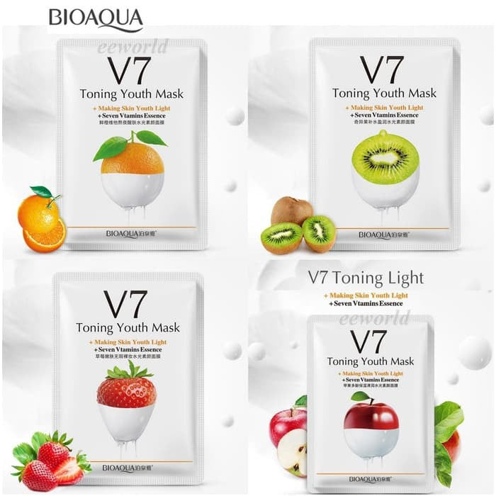 BIOAQUA Pack of 4 V7 Vitamins Fruit Face Mask Sheets