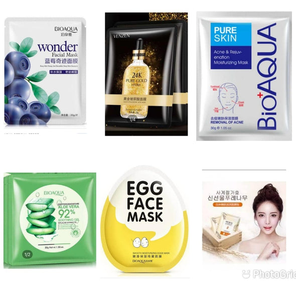 BIOAQUA Pack of 6 Moisturizing and Soothing Face Mask Sheets