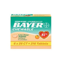 Bayer Chewable Low Dose Aspirin 81mg - 216 Tablets