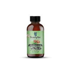 BeautyVoc Jamaican Black Castor Oil with Tea Tree 120 ml Pure 100% | Hair Growth & Scalp Care Oil for Dandruff, Itchy Scalp & Stronger Roots