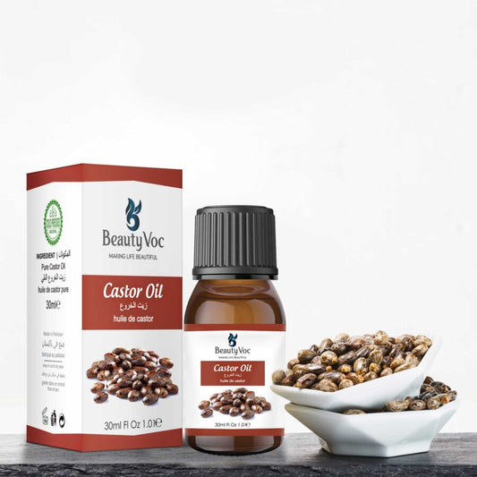 BeautyVoc Jamaican Castor Oil 30 ml - Pure 100% | Cold-Pressed Oil for Hair Growth, Eyelashes, Eyebrows & Skin Moisturization