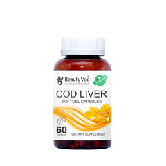 BeautyVoc COD Liver Softgel Fish Oil Capsules | Bone, Heart & Vision Support | High in Omega-3, Vitamins A & D | For Men & Women