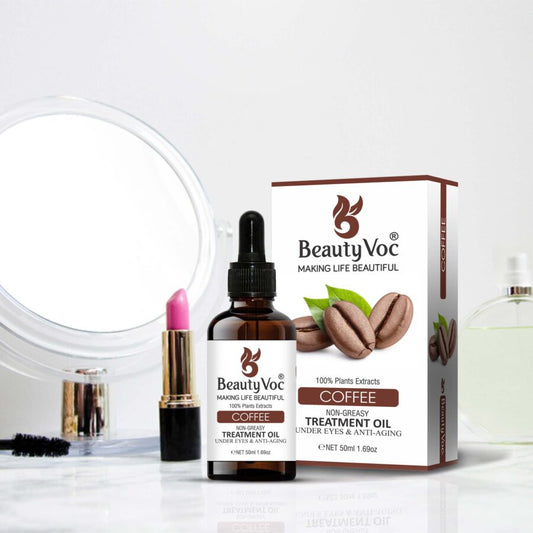 BeautyVoc Coffee Treatment Oil 50 ml Pure 100% | Non-Greasy | Cold-Pressed Oil for Hair Growth, Dark Circle Reduction & Skin Revitalization