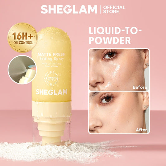 SHEGLAM Matte Fresh Setting Spray Ultra Matte Liquid-To-Powder Long Lasting Makeup YELLOW