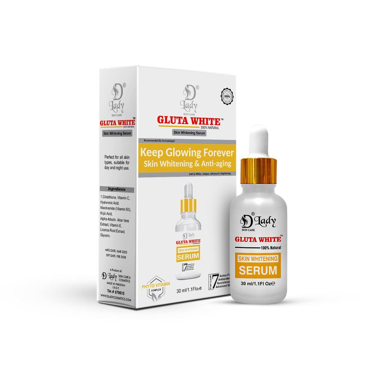 D Lady Gluta White Skin Whitening Serum 30 ML  Manmohni
