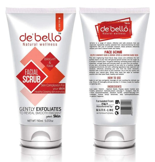 De’bello Bright &amp; Fair Facial Scrub 150 ML in Pakistan on Manmohni 1