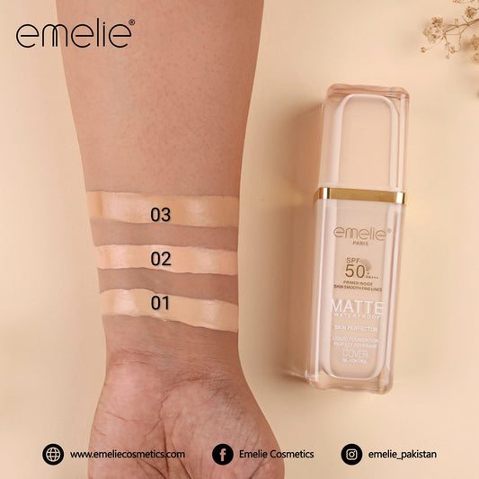 Emelie Skin Perfector Liquid Foundation SPF 50+ Matte Waterproof 30 ML