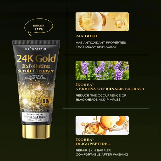 KORMESIC 24K Gold Exfoliating Scrub Facial Cleanser - 100g