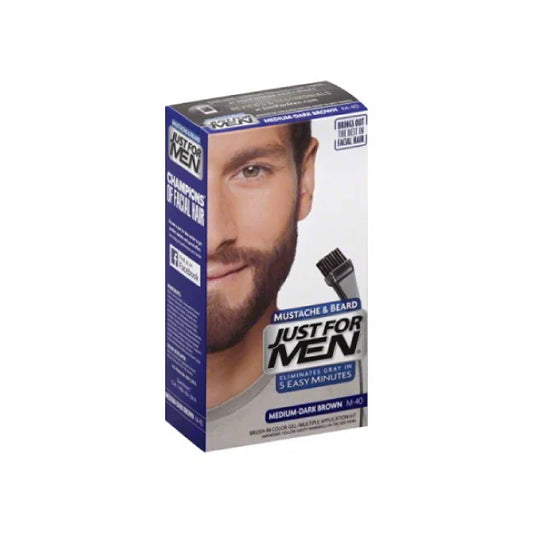 Just For Men Brush-In Color Mustache & Beard Gel Medium Dark Brown Black M-40