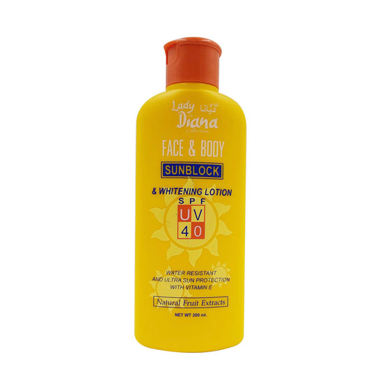 Lady Diana Face & Body Sunblock & Whitening Lotion SPF40 200 ML