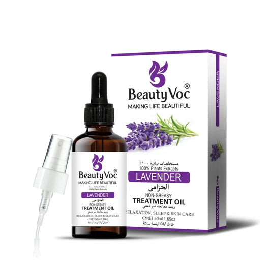 BeautyVoc Lavender Treatment Oil 50 ml Pure 100% | Non-Greasy | Cold-Pressed Oil for Skin Calm, Hair Care & Aromatherapy Relaxation