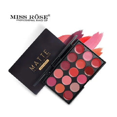 Miss Rose 15 Colors Matte Lipstick Palette