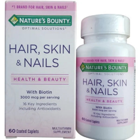 Nature's Bounty Hair, Skin &amp; Nails 3,000mcg of Biotin 60 Coated Caplets
