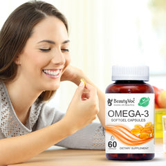 BeautyVoc Omega-3 Softgel Capsules | For Heart, Brain, Joint & Immune Support | Supplement for Men & Women