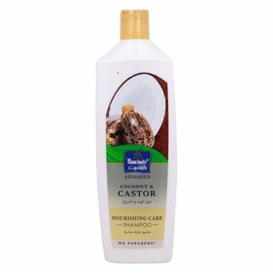 Parachute Advanced Nourishing Care Shampoo with Coconut and Castor for frizzy hair, 340 ml bottle, no parabens.