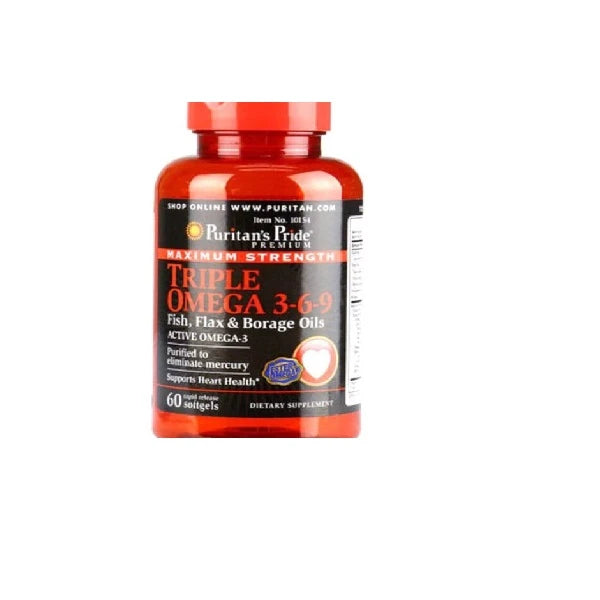 Puritan's Pride Maximum Strength Triple Omega 3-6-9 Supplement (60 Softgels)