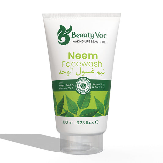 BeautyVoc Neem Face Wash 100 ml | Anti-Acne, Oil Control, Gentle Cleanser with Aloe Vera & Vitamin B5