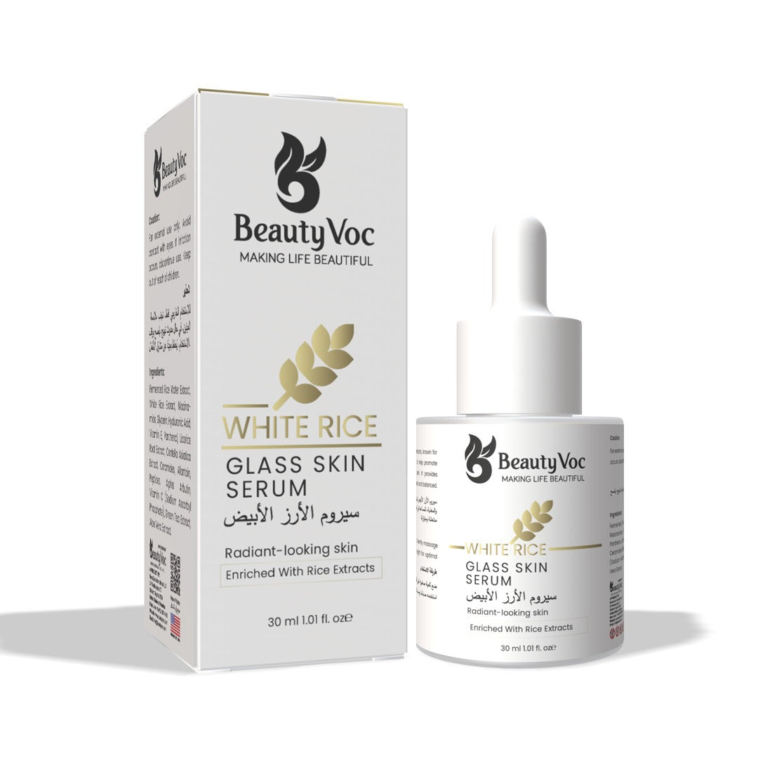 BeautyVoc White Rice Serum 30 ml - Korean glass skin | Skin Brightening serum | Hydrating face serum | Best for Dry Skin