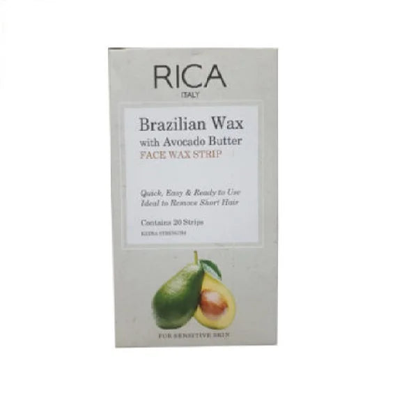 Rica Brazilian Face Wax Strip Avocado Butter 20 Strips