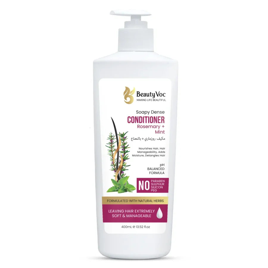 BeautyVoc Rosemary Mint Conditioner 400ml | Deep conditioning | Smooth & Silky Hair