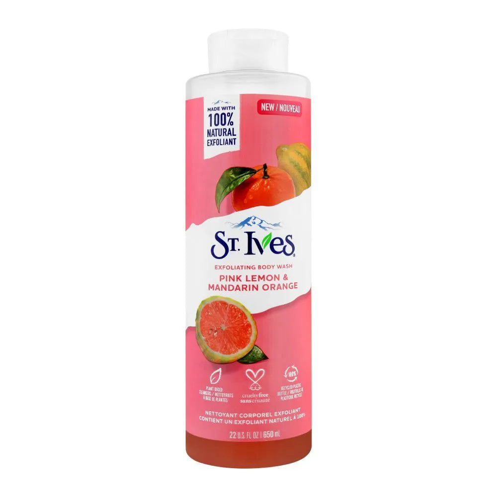 St. Ives Pink Lemon & Mandarin Orange Exfoliating Body Wash, 650ml