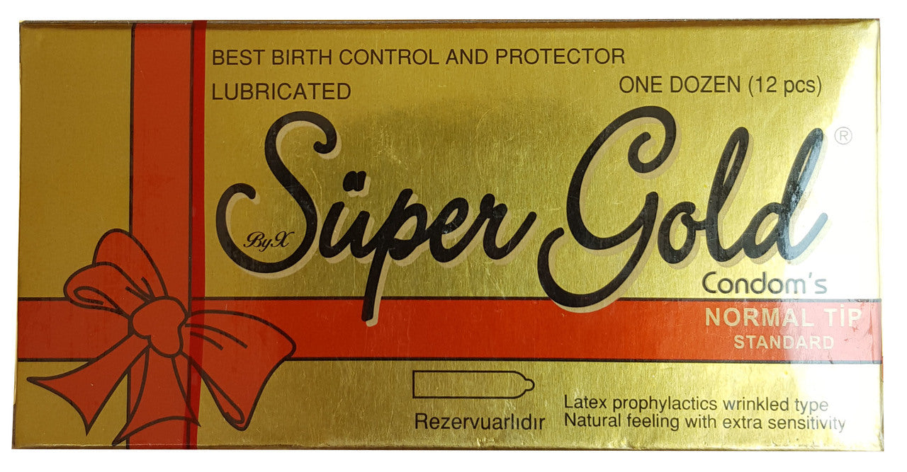 Super Gold Lubricated Condoms 12 Pieces (Normal Tip) – Manmohni