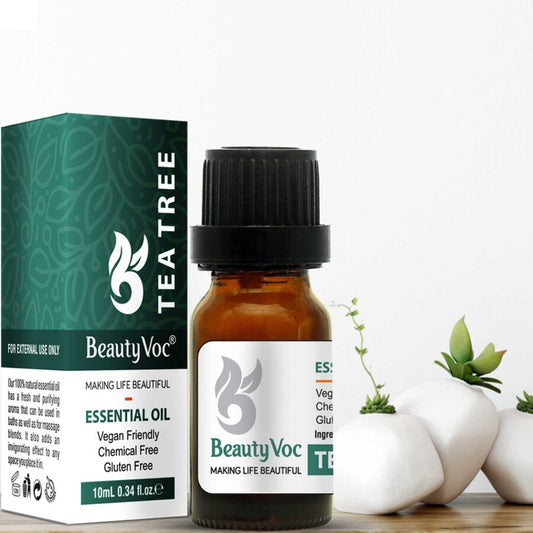 BeautyVoc Pure Tea Tree Oil 10 ml | Undiluted Essential Oil for Hair, Skin & Aromatherapy